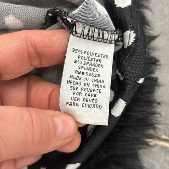 Carol Rose Black and White Polka Dot Short Sleeves Blouse Elastic Neckline XL - Picture 10 of 14